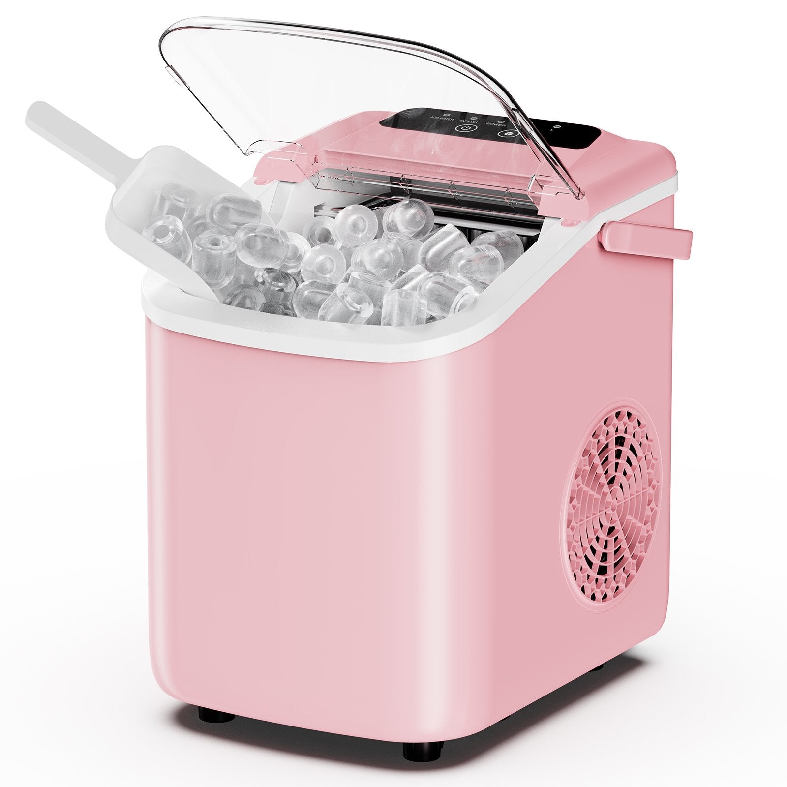 edx Ice Maker, Self-Cleaning Countertop Ice Maker, with Handle & Ice Scoop, 9 Bullet Cubes in 6~8 Mins, 26lbs Daily