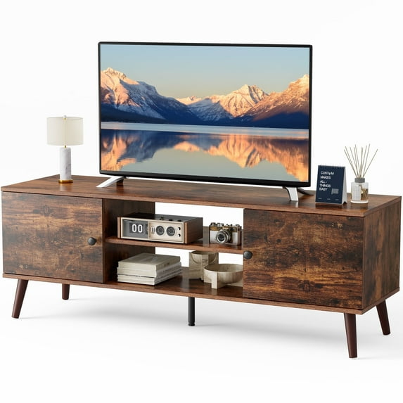 edx Modern TV Stand for 55-60 inch TV, Mid Century Entertainment Centre, Media Console Table with Storage for Living Room, Office