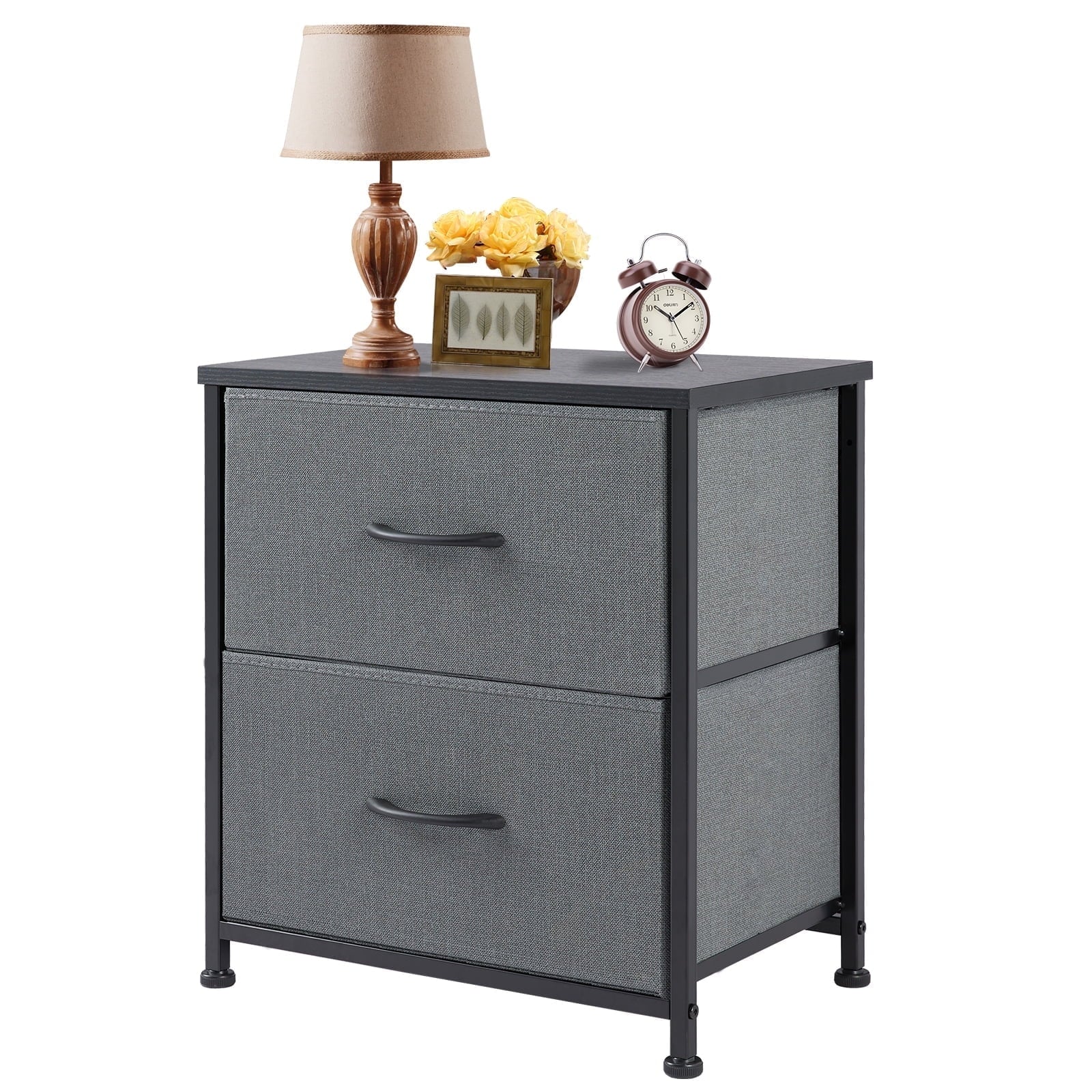 edx Nightstand, End Table Side Table with 2 Fabric Drawers Bedside Table for Bedroom, Closet, Dorm