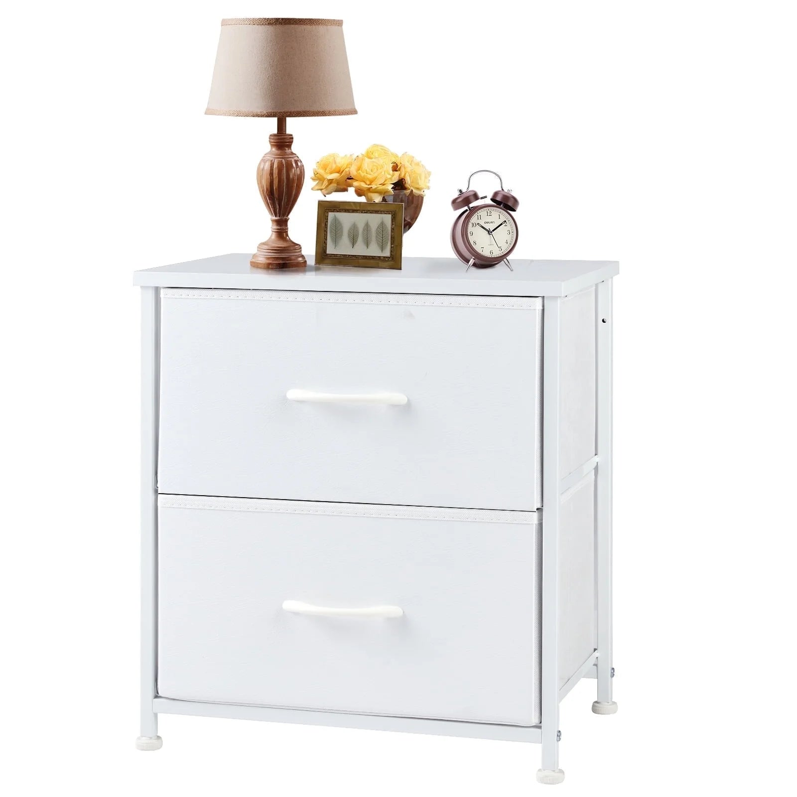 edx Nightstand, End Table Side Table with 2 Fabric Drawers Bedside Table for Bedroom, Closet, Dorm