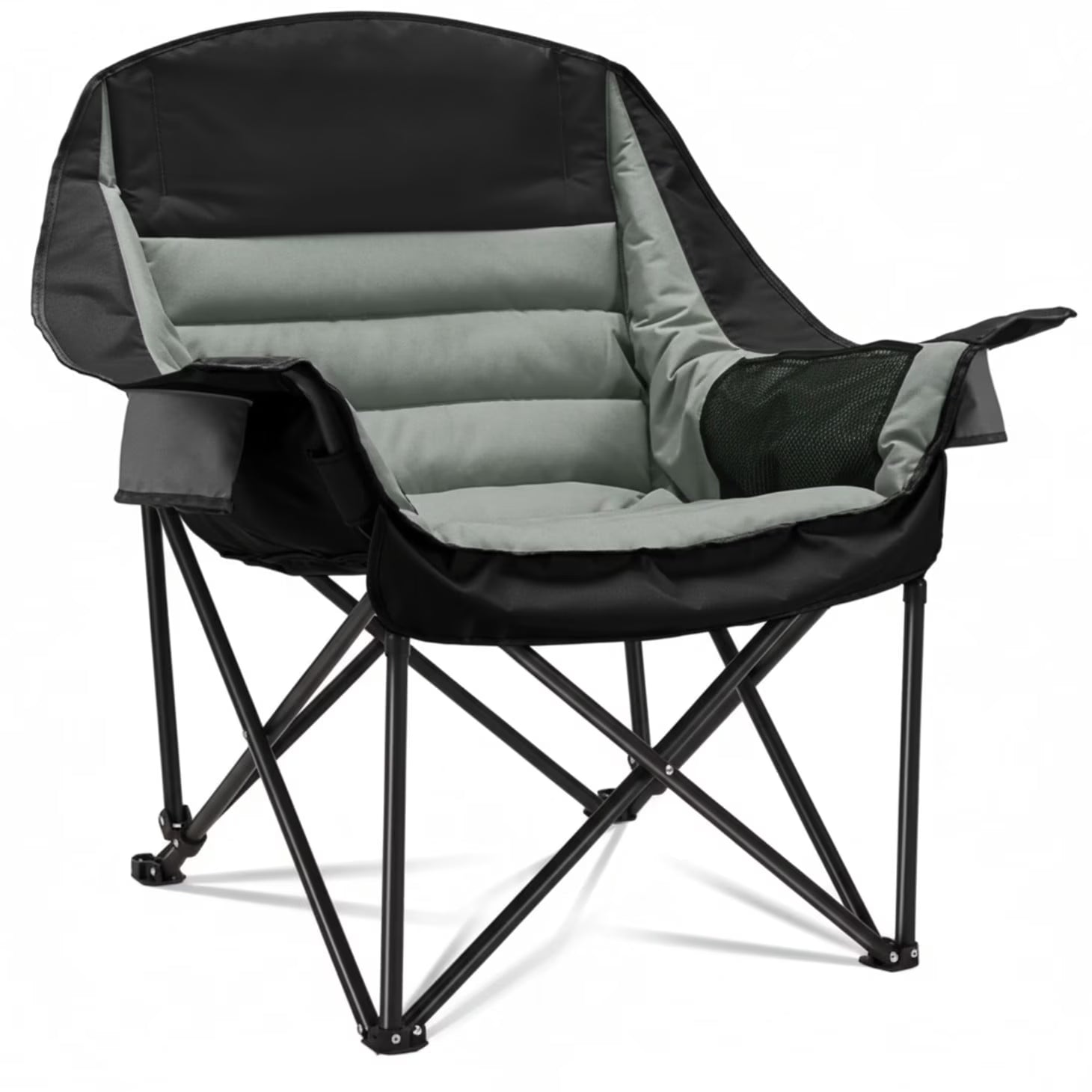 edx Oversized Heavy Duty Camping Chair, 500 lbs Capacity, Foldable Outdoor Seat with Cup Holder & Side Pockets, Portable Lawn Seat for Outdoor Activities