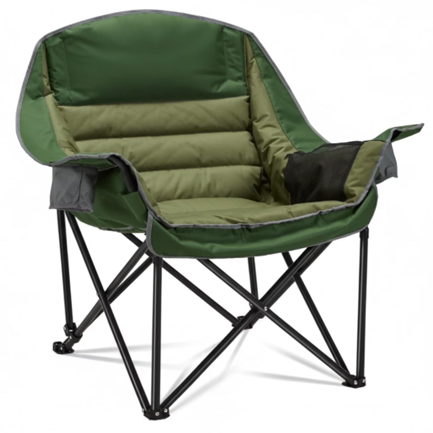 edx Oversized Heavy Duty Camping Chair, 500 lbs Capacity, Foldable Outdoor Seat with Cup Holder & Side Pockets, Portable Lawn Seat for Outdoor Activities