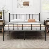 edx Size Classic Metal Platform Bed Frame with Headboard, Heavy Duty Steel with Under Bed Storage, No Box Spring Needed