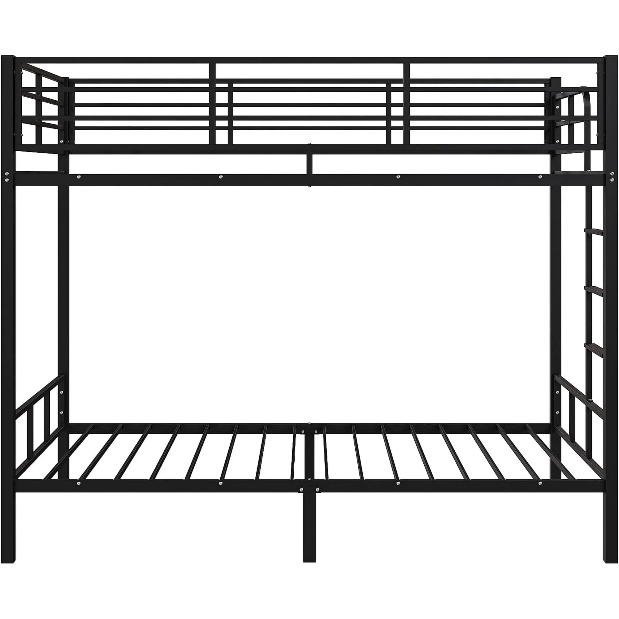 edx Twin Over Twin Metal Bunk Bed with Stairs & Safety Guardrails, Heavy-Duty Steel Frame, No Box Spring Needed, Space-Saving Bunk Beds