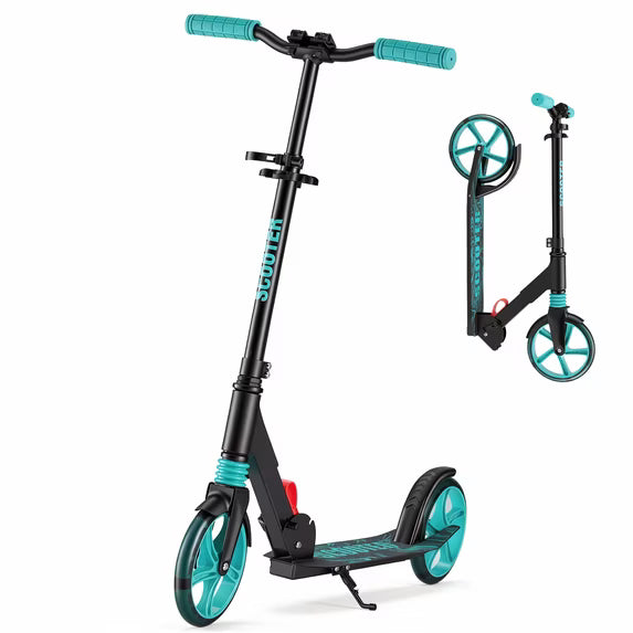 edx Two-Wheel Kick Scooter for Kids 6-12, Teens & Adults, with Dynamic RGB Lights, Foldable, 8-Inch Wheels