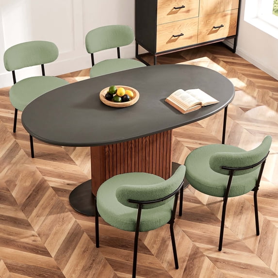 edx Upholstered Dining Chairs, Mid Century Modern Round Dining Room Chairs for Vanity For Living Room Set of 4, Green