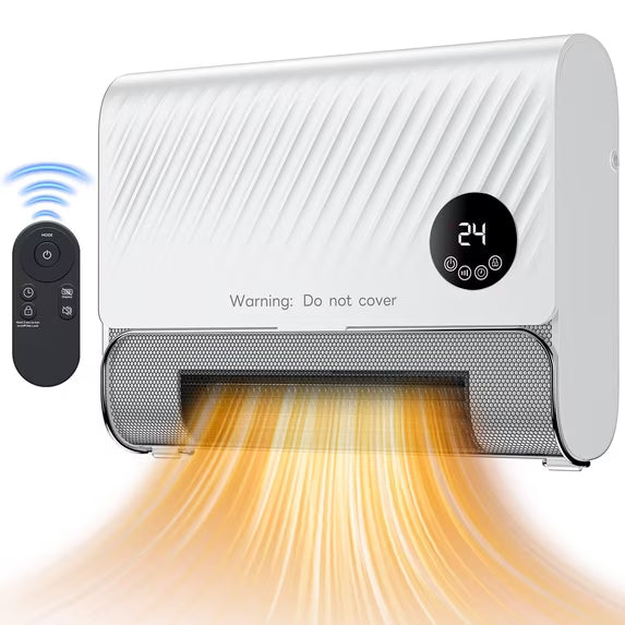 edx Electric Wall Heater, 1500W Wall Mounted Space Heater with Thermostat, Remote Control & Touch Screen, for Indoor Use