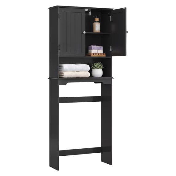 edx Wooden Over-the-Toilet Storage Rack, Bathroom Organizer Shelf for Toilet & Towels, Freestanding Toilet Shelf