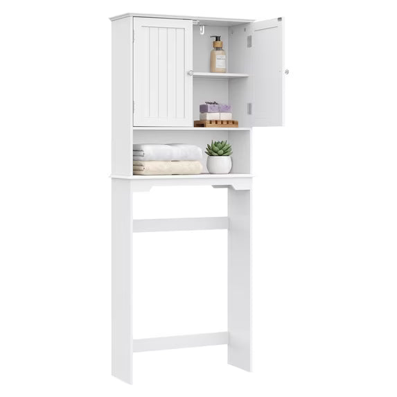 edx Wooden Over-the-Toilet Storage Rack, Bathroom Organizer Shelf for Toilet & Towels, Freestanding Toilet Shelf