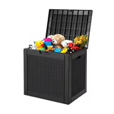 edx 31 Gallon Outdoor Storage Deck Box, Waterproof Resin Patio Storage Bin for Cushions & Tools, Lockable UV Resistant, Black