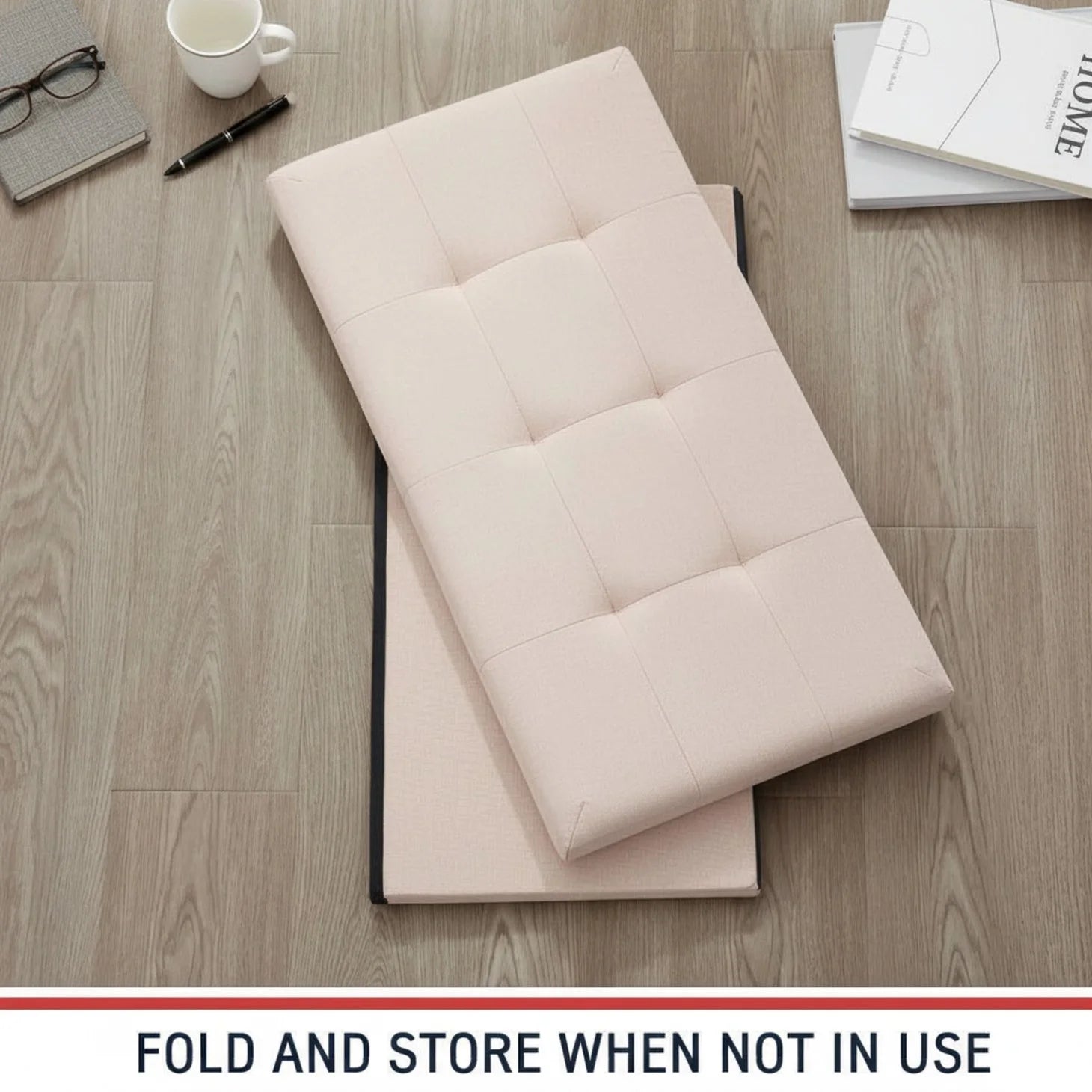 EDX Multi-functional Folding Storage Ottoman Bench, End of Bed Foot Rest Stool with Padded Seat, Bedroom Bench for Living Room, Holds up to 660 Lbs