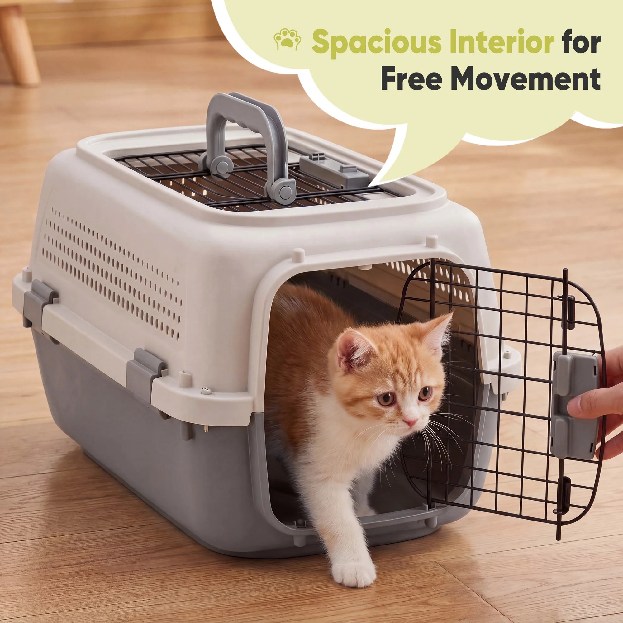 EDX Dog Crates for Small Dogs & Cat Carriers, Two-Door Plastic Pet Kennel, Top & Front Loading, 23"
