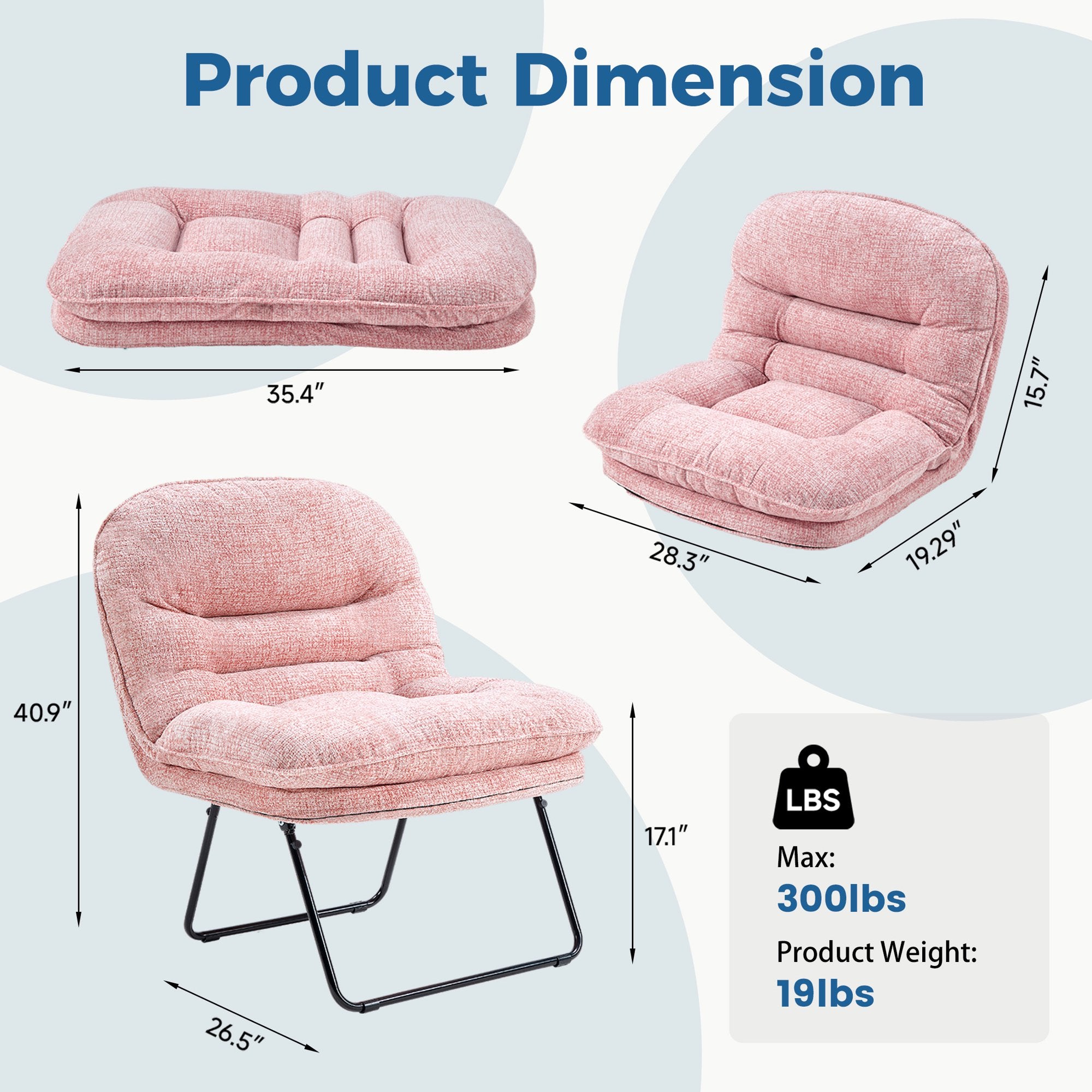 edx 3-in-1 Folding Chair/Office Chair/Comfy Saucer Chair, Small Sofa Chair with Backrest, Suitable for Bedroom/Dorm/Gaming Foldable Padded Chair