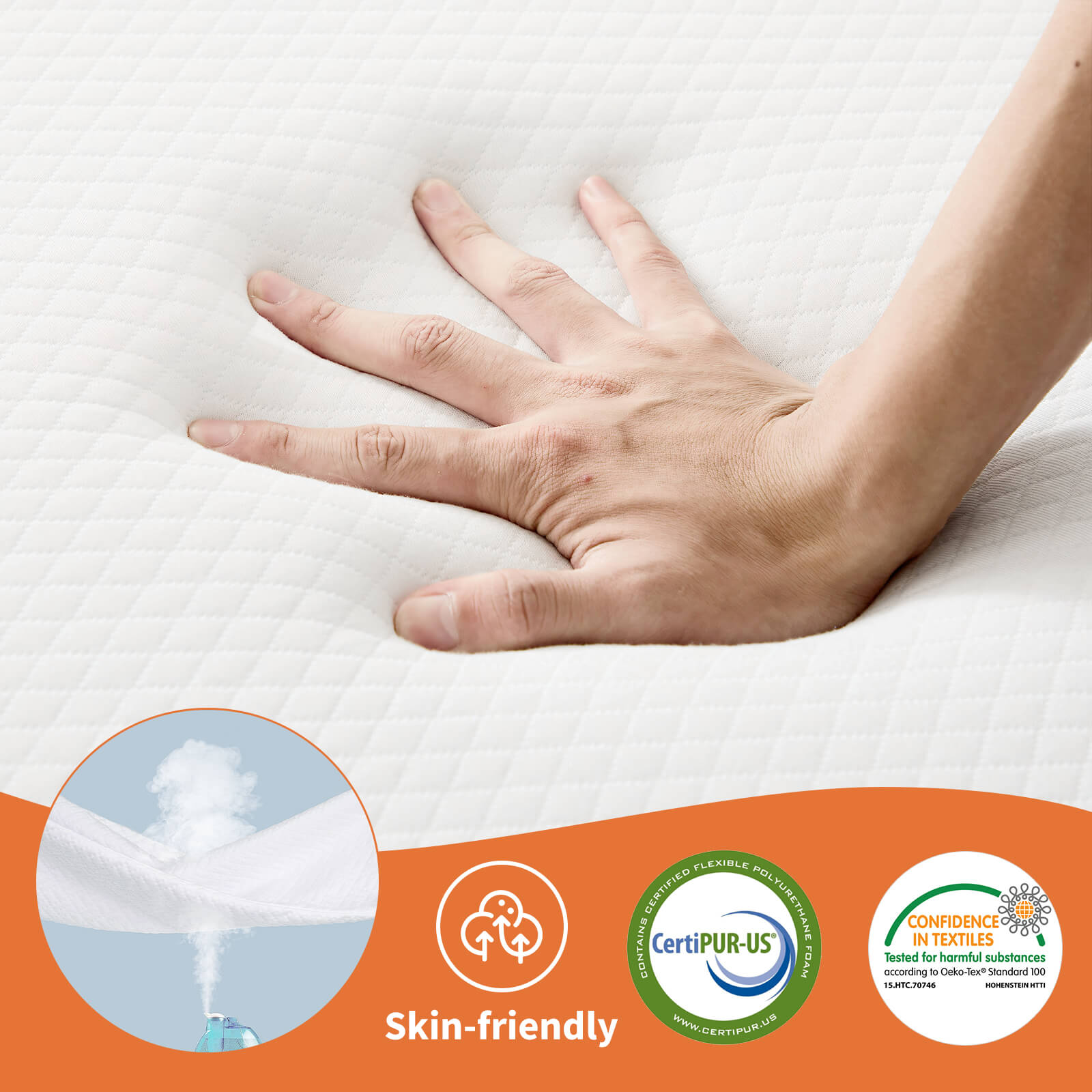 Folding Mattress,Tri-Fold Memory Foam Mattress, Foldable Mattress Topper with Washable Cover