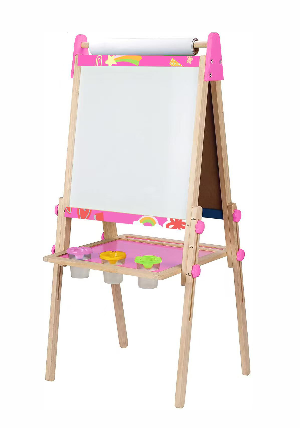 edx Kids Art Easel for 3+ Years Old, Adjustable Wooden Double-Sided Magnetic Chalkboard & Whiteboard with Paper Roll Holder, Toddler Drawing Easel Gift for Boys & Girls