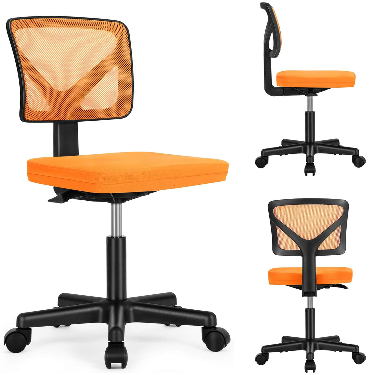 edx Home Office Desk Chair, Armless Mesh Computer Chair for Small Spac