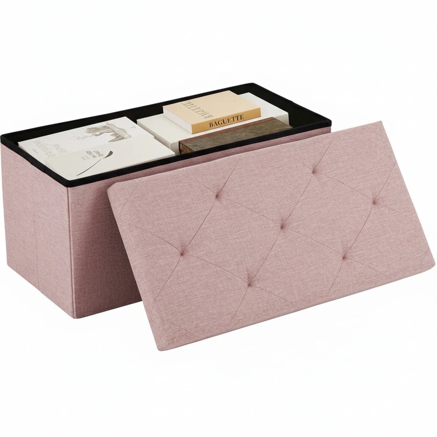 EDX Multi-functional Folding Storage Ottoman Bench, End of Bed Foot Rest Stool with Padded Seat, Bedroom Bench for Living Room, Holds up to 660 Lbs