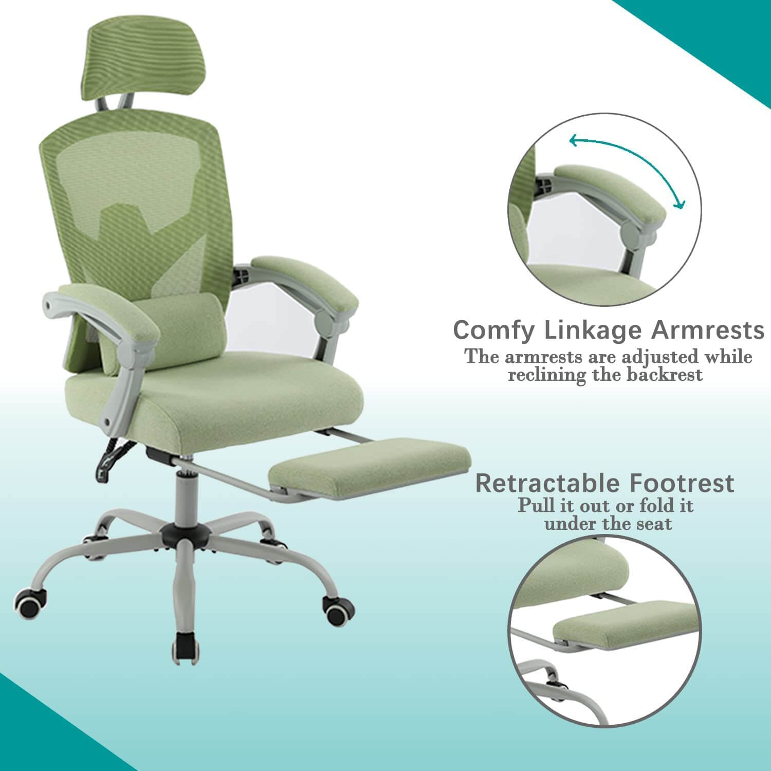 retractable-footrest-swivel-office-chair#Color_Green