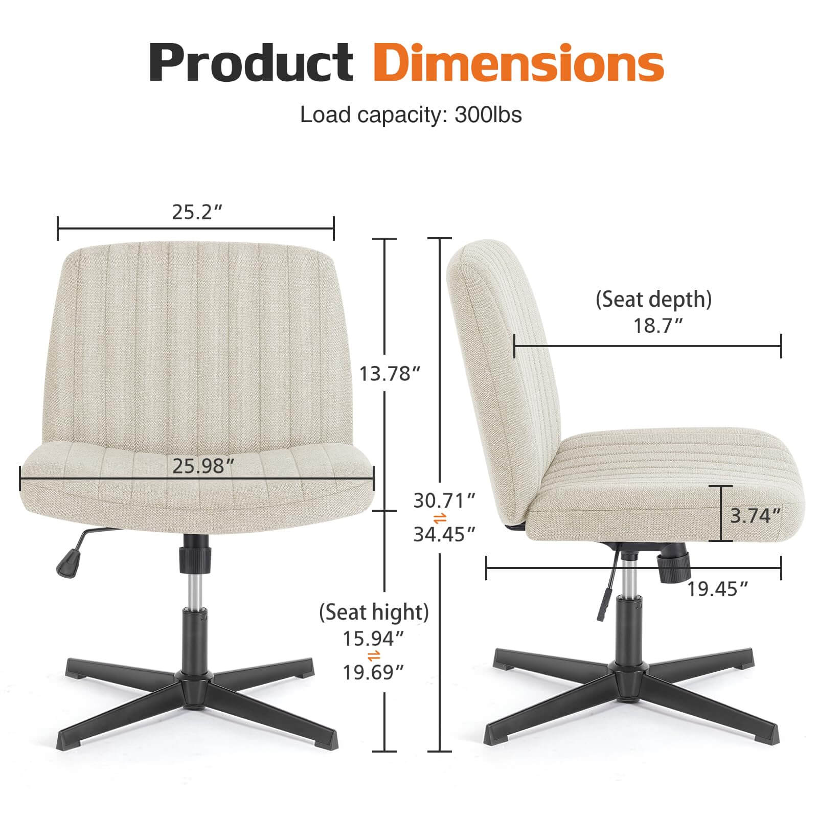 SWEETCRISPY Cross-Legged Chair,No Wheels Armless Swivel Home Office Chair，300 hundred stockpile purchases